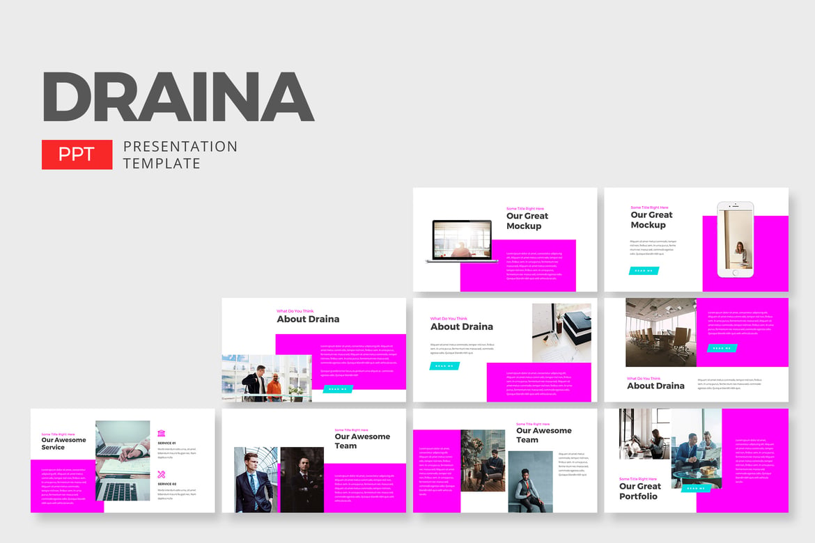 Template PowerPoint Draina Marketing yang Kreatif dan Menarik