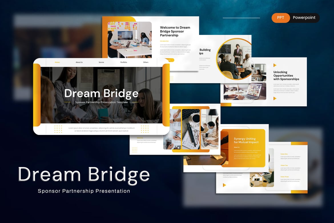 Template PowerPoint Kemitraan Sponsor Dream Bridge yang Menarik