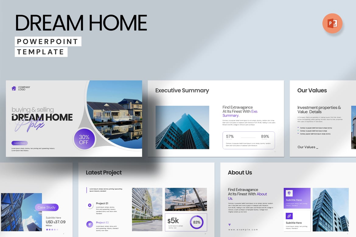 Template PowerPoint Rumah Impian yang Menawan