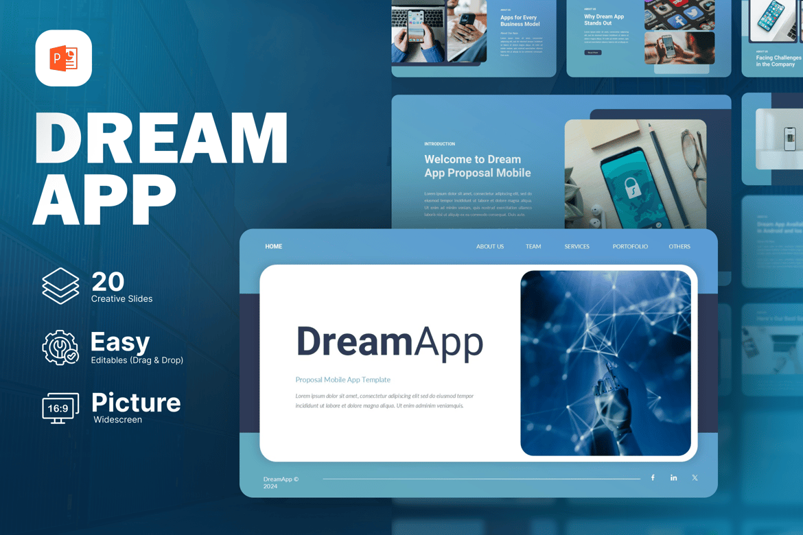 Template Presentasi PowerPoint DreamApp untuk Proposal Kreatif