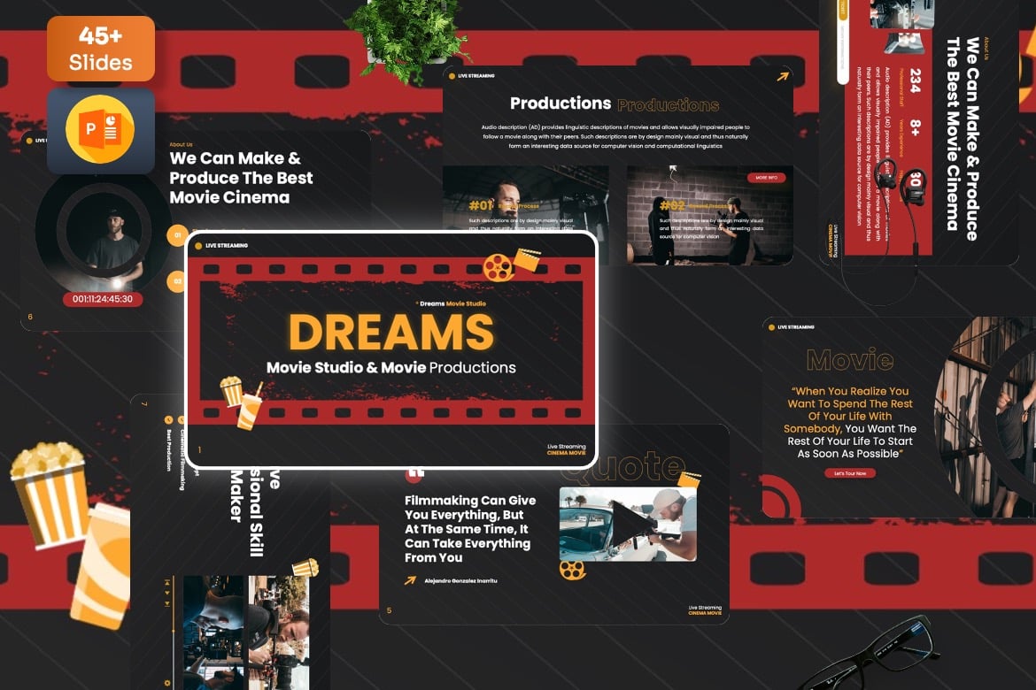Template Presentasi PowerPoint Studio Film - Dreams