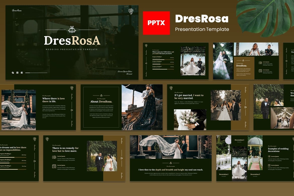 Dresrosa - Template Powerpoint Fotografi Pernikahan yang Menawan