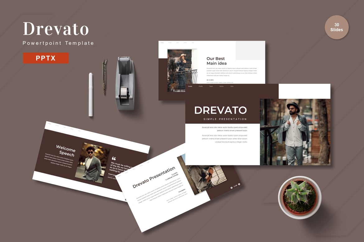 Drevato - Template Presentasi PowerPoint yang Mengagumkan