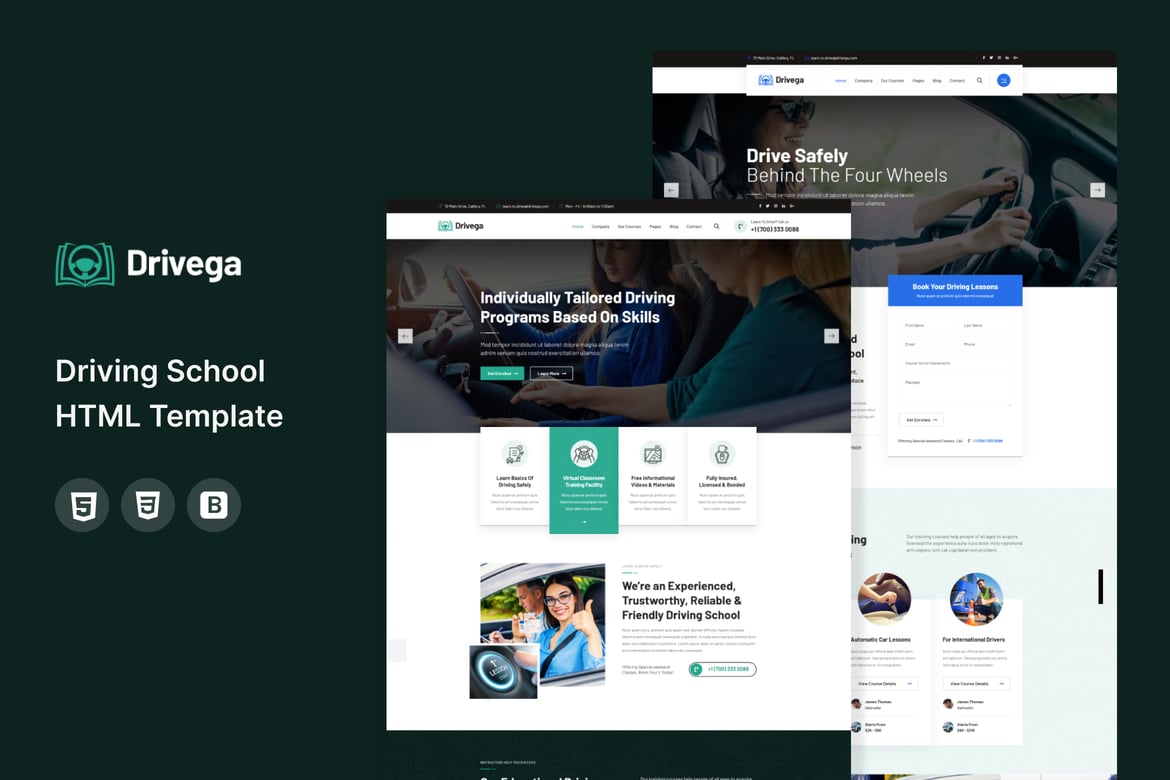 Drivega - Template Website Sekolah Mengemudi Modern dan Responsif