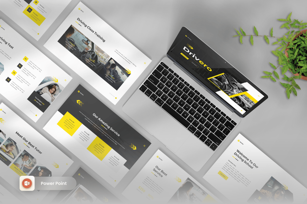 Drivero - Template Powerpoint Sekolah Mengemudi yang Menarik