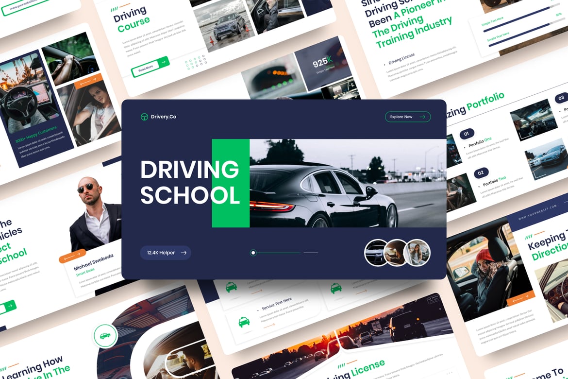 Drivery - Template Presentasi Sekolah Mengemudi yang Modern dan Profesional
