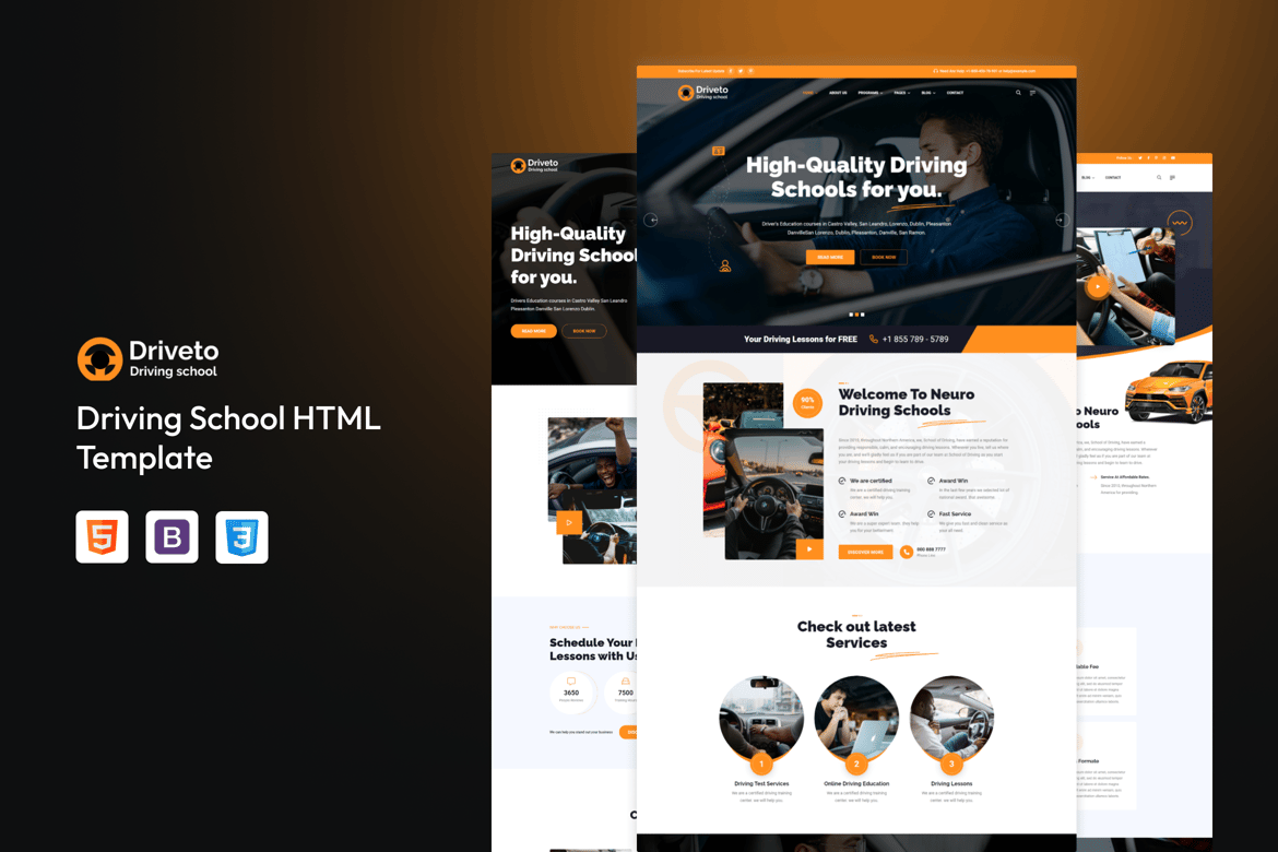 Driveto - Template Website Sekolah Mengemudi Modern dan Responsif