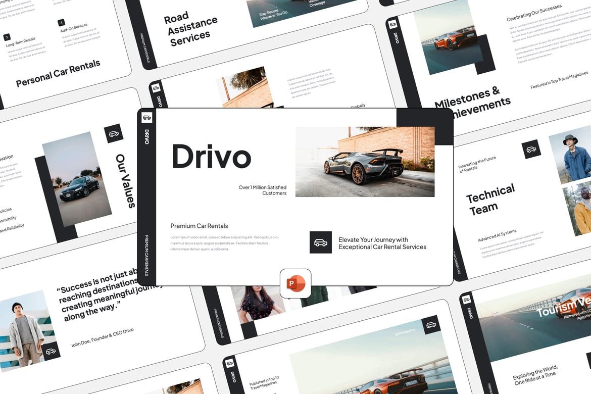 Drivo - Template Presentasi PowerPoint untuk Agensi Mobil yang Menarik