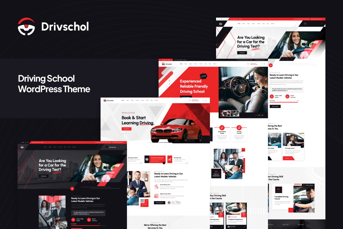 Drivschol - Tema WordPress Sekolah Mengemudi Modern dan Versatile