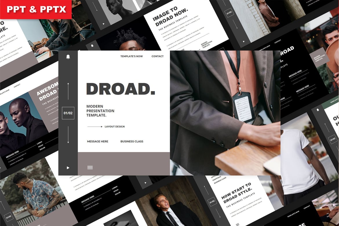 Droad - Template Presentasi Powerpoint Kreatif untuk Bisnis