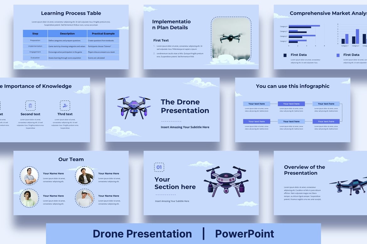 Template Presentasi PowerPoint Drone yang Menakjubkan