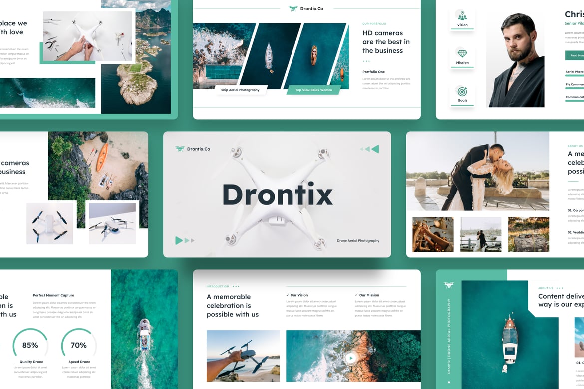 Drontix - Template Presentasi PowerPoint Fotografi Udara dengan Drone