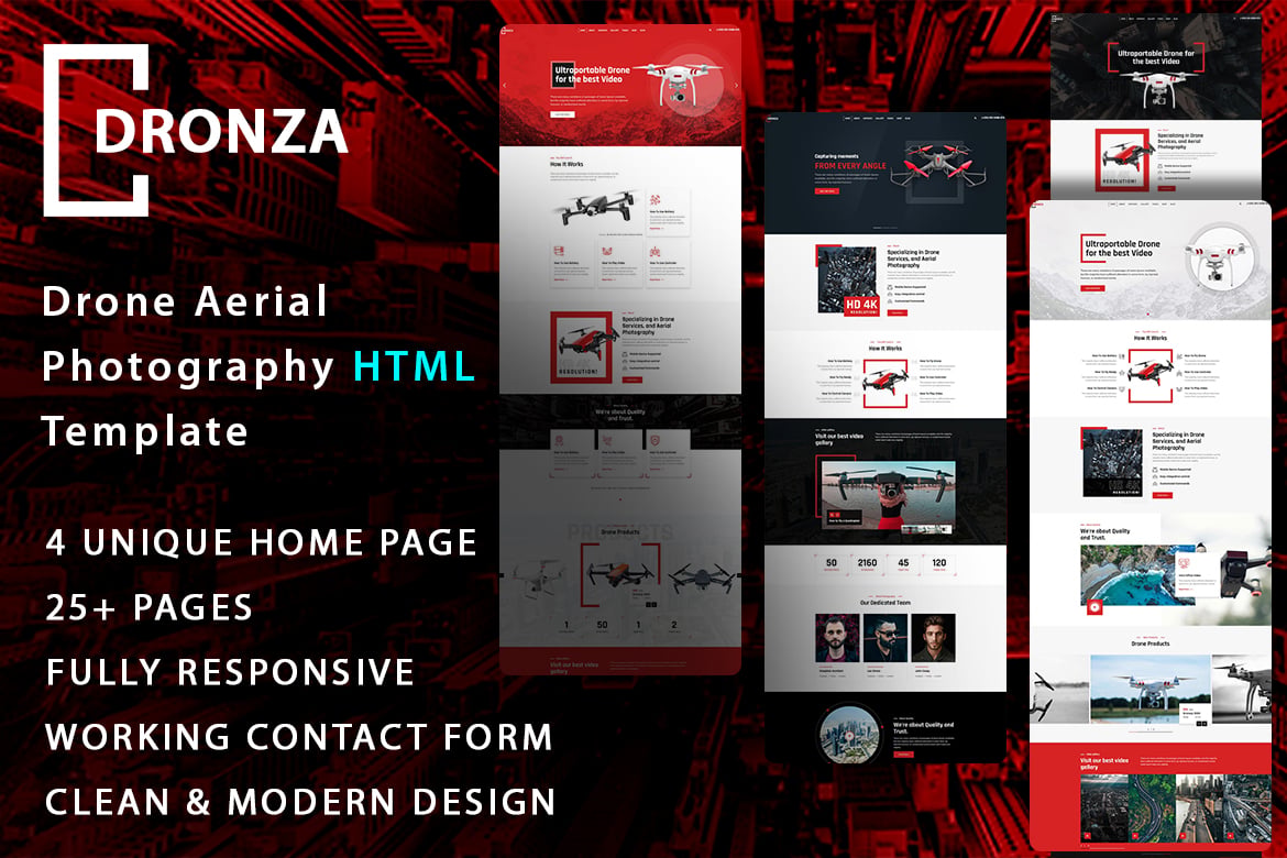 Dronza | Template Website Fotografi Udara yang Responsif dan Menarik
