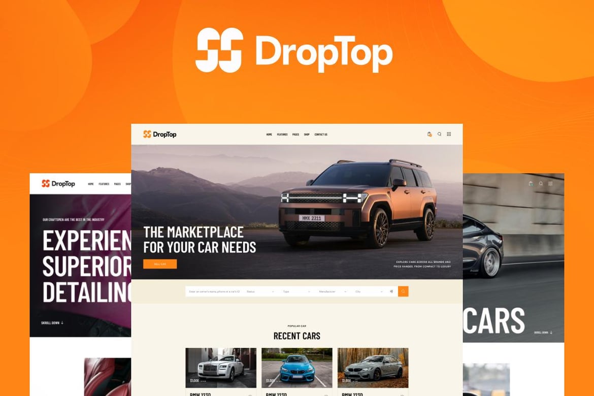 Tema WordPress Drop-Top: Solusi Sewa Mobil dan Taksi Modern