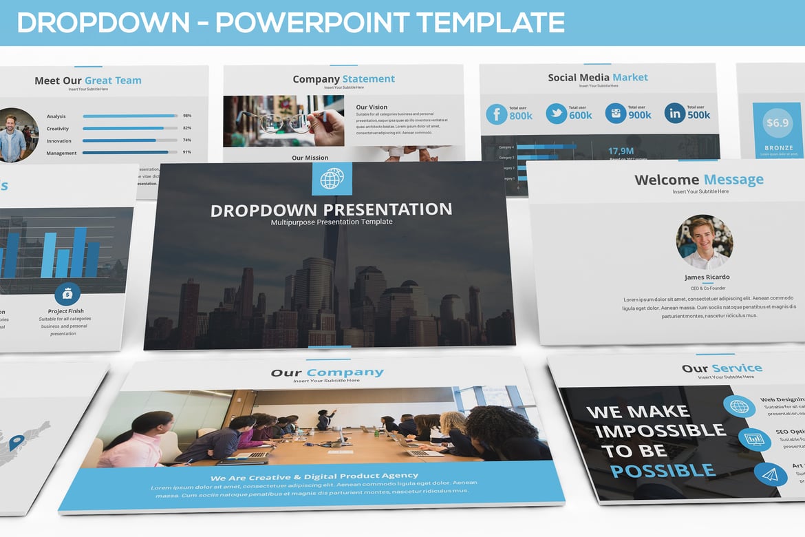 Template Presentasi PowerPoint Dropdown yang Serbaguna dan Menarik