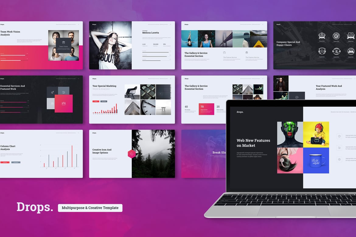 Template Presentasi Kreatif DROPS (PowerPoint) yang Menarik