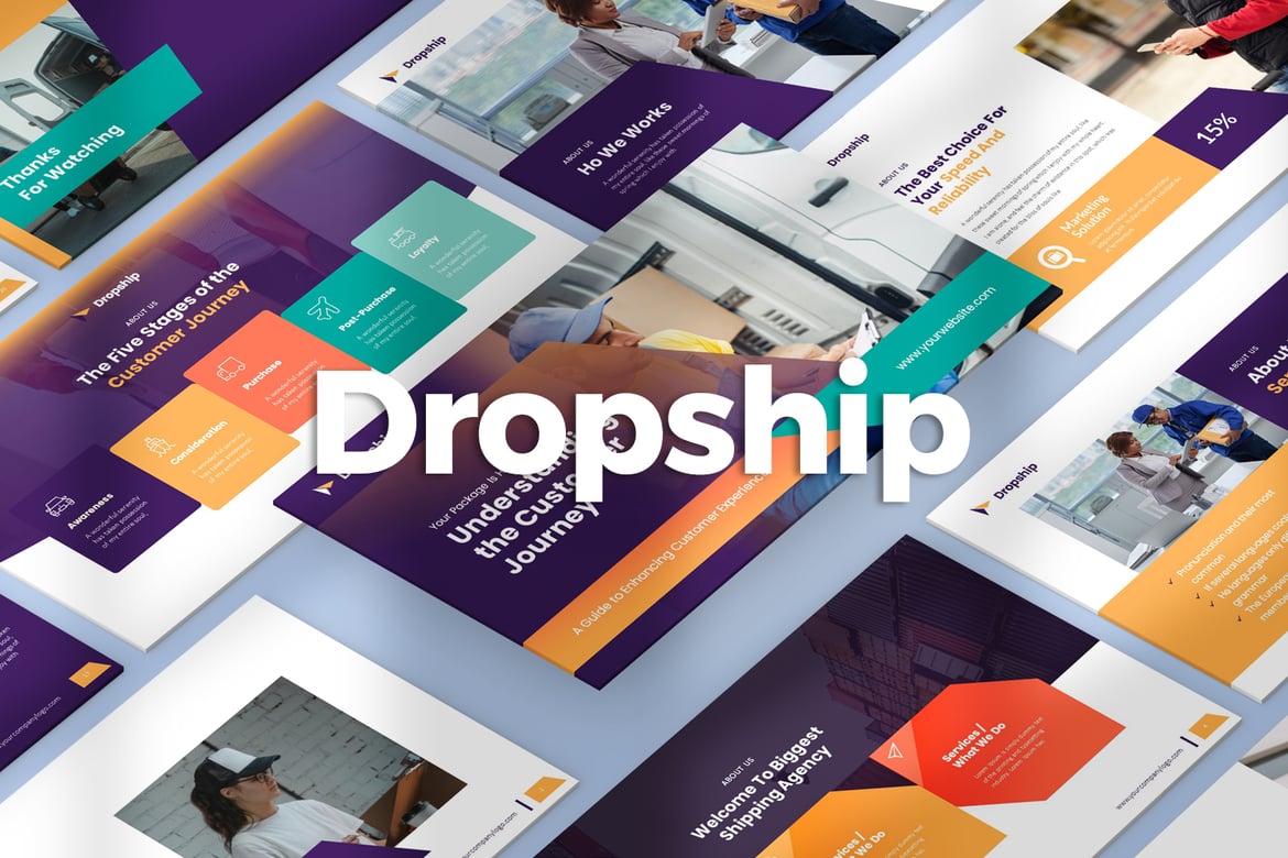 Template Presentasi PowerPoint Dropship yang Menarik