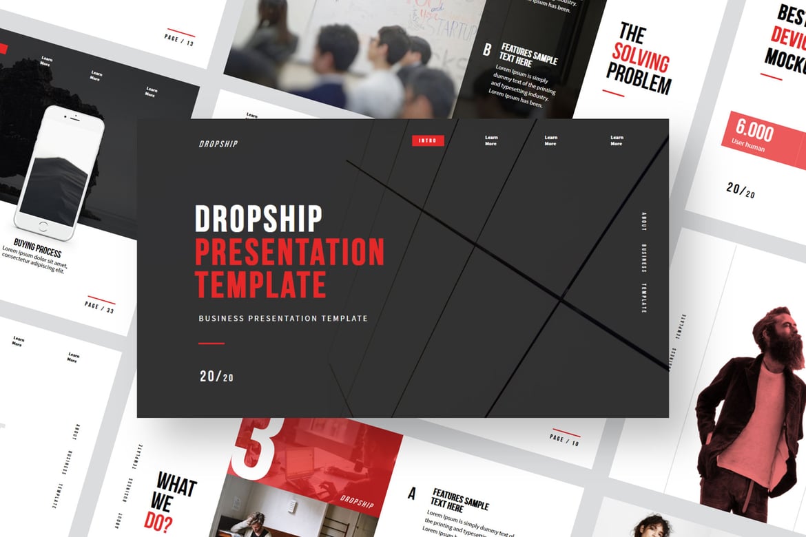 Template Presentasi PowerPoint Dropship yang Menarik