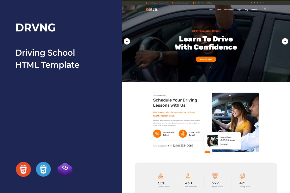 DRVNG - Template Website Sekolah Mengemudi yang Modern dan Responsif