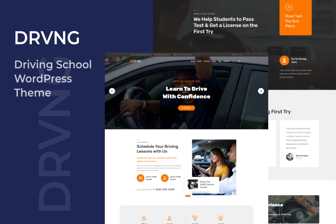 DRVNG - Tema WordPress Sekolah Mengemudi Profesional