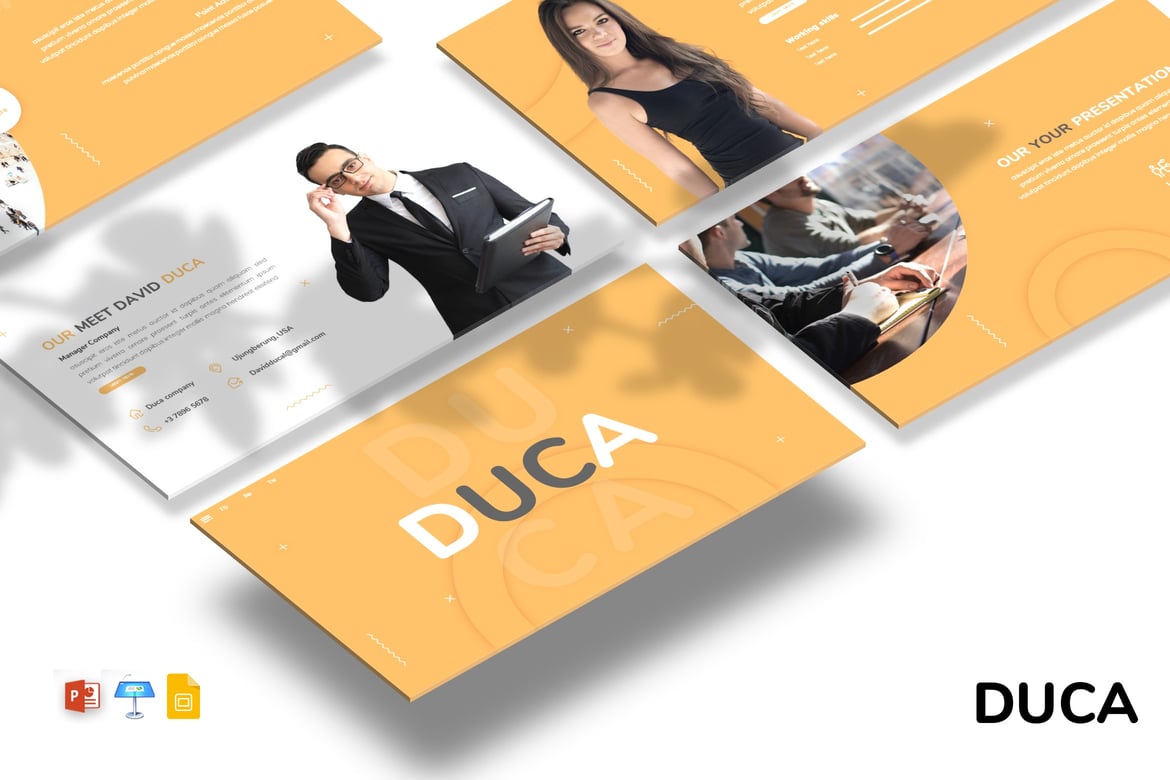 Duca - Template Presentasi PowerPoint, Google Slides, dan Keynote yang Modern