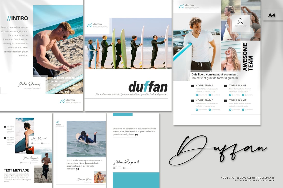 Template PowerPoint Duffan - Presentasi A4 yang Kreatif dan Profesional