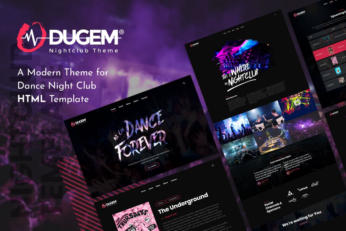 Dugem | Template Website Klub Malam untuk Acara Musik