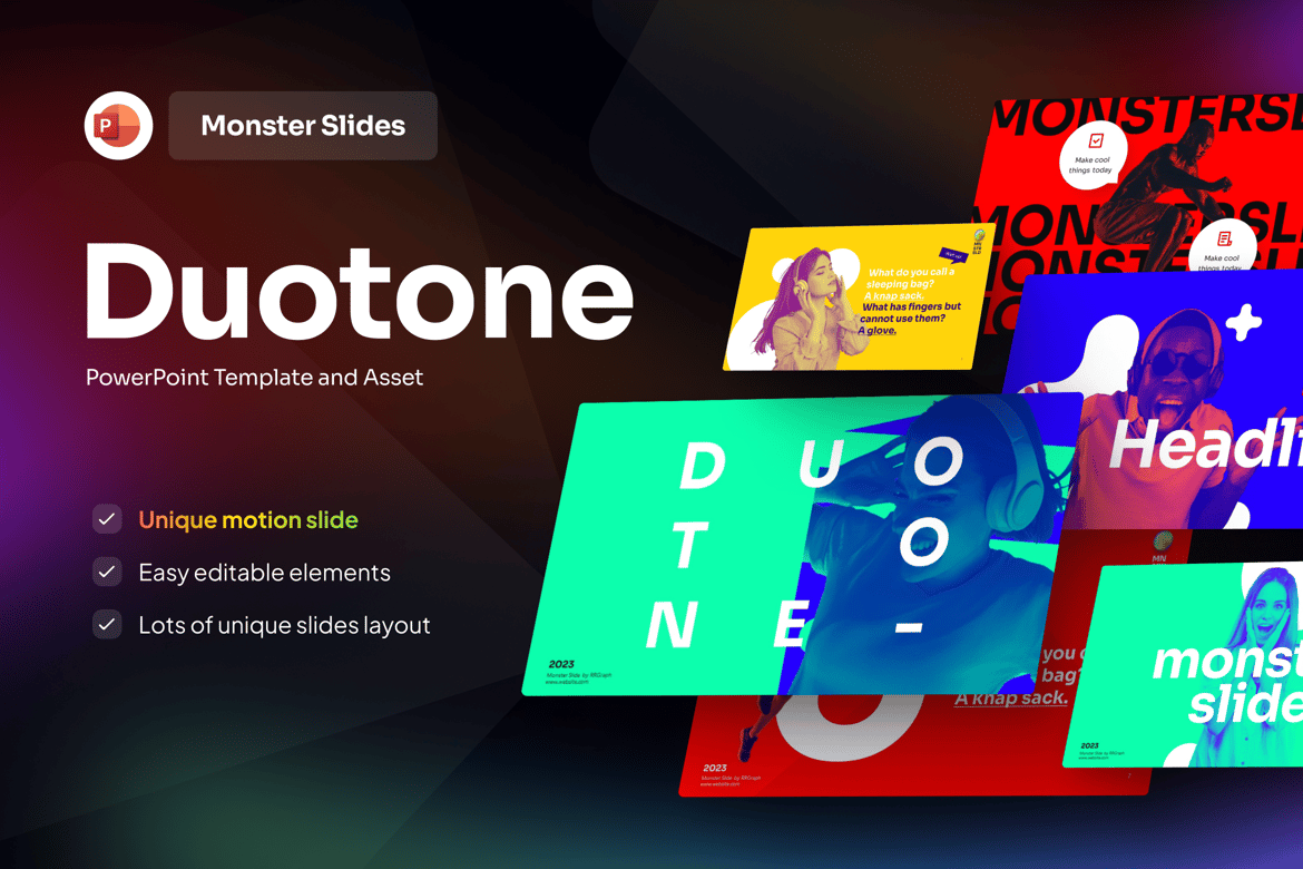 Template PowerPoint Duotone Kreatif untuk Presentasi yang Mengesankan