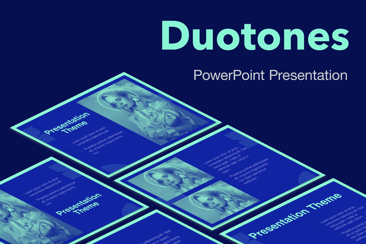 Template PowerPoint Duotones yang Elegan dan Profesional