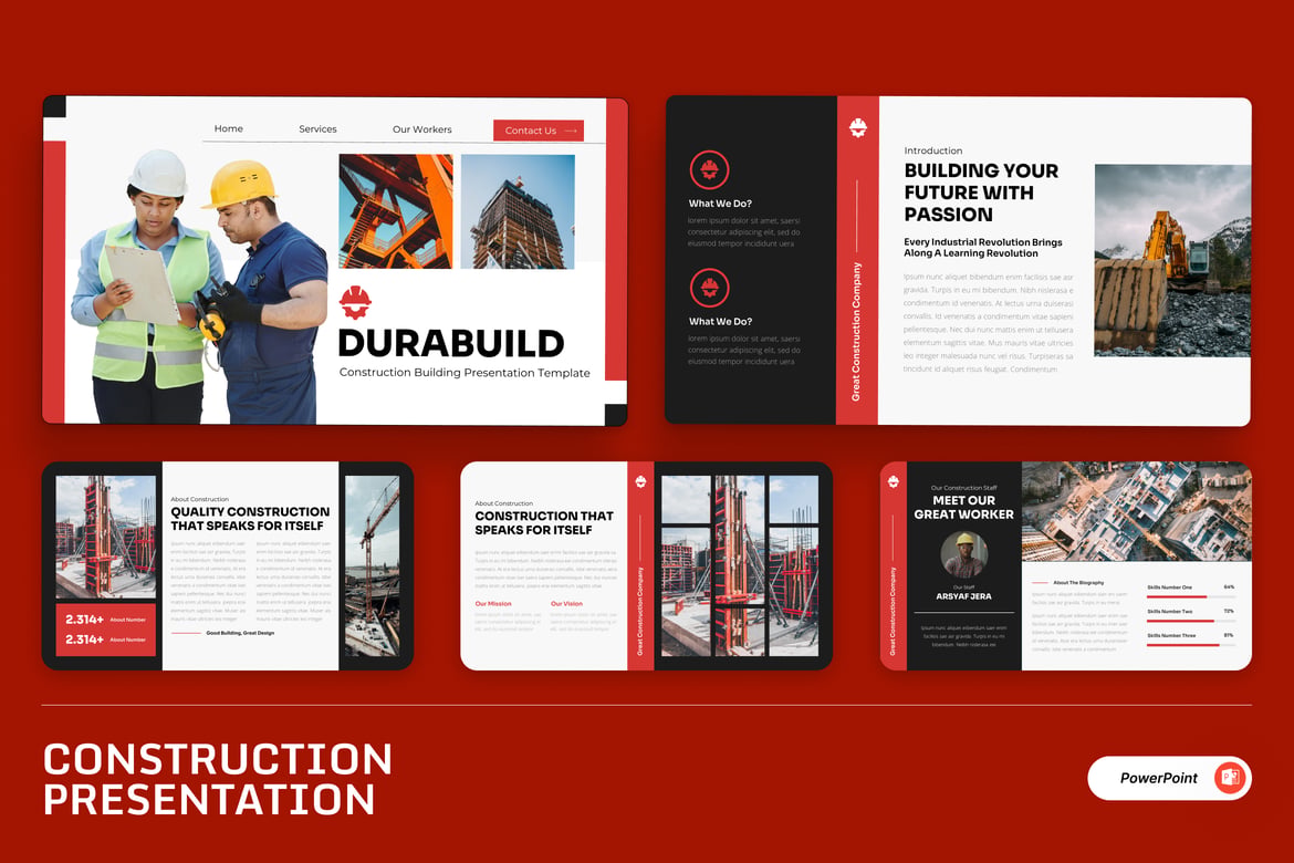 Template PowerPoint Durabuild - Solusi Presentasi Konstruksi Modern