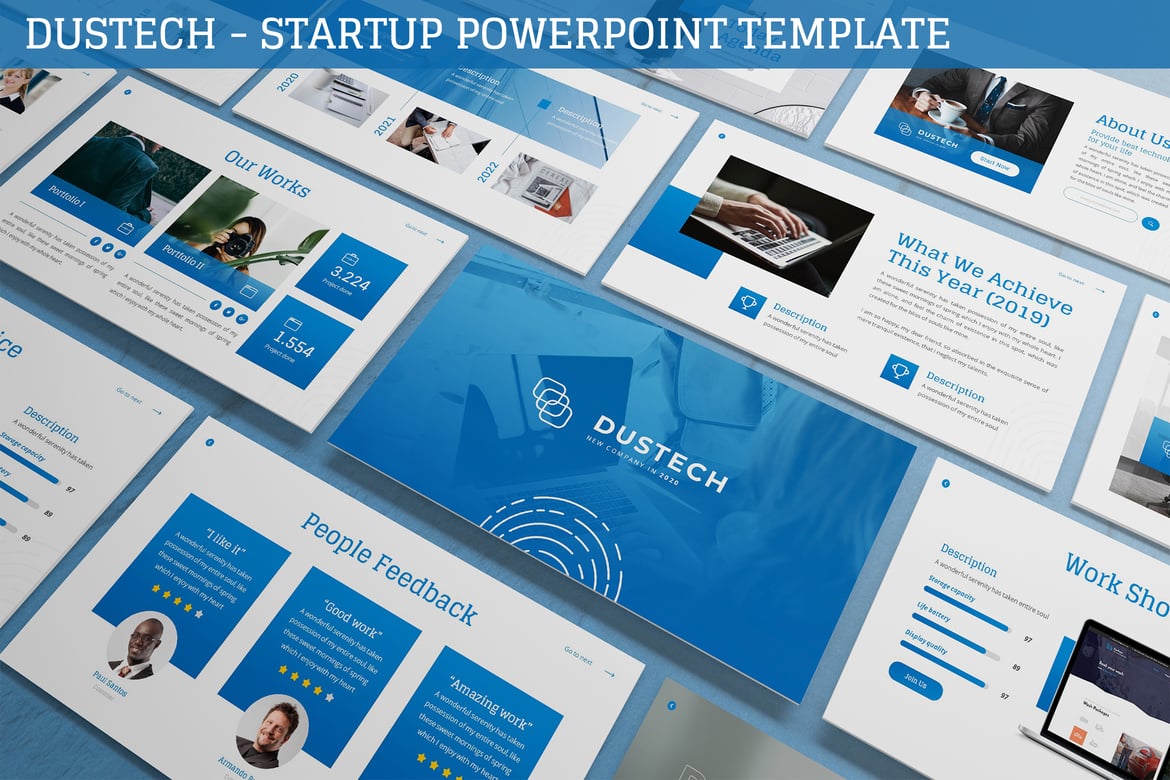 Dustech - Template Powerpoint Startup Modern dan Profesional