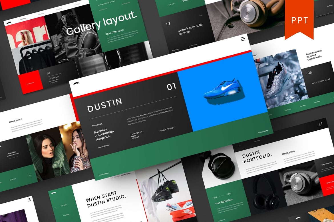 Dustin – Template PowerPoint Bisnis yang Menarik