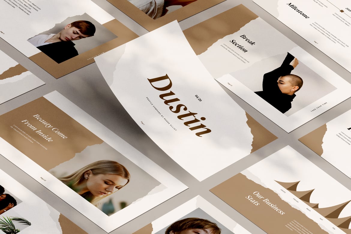 Template Presentasi Powerpoint Minimalis Dustin