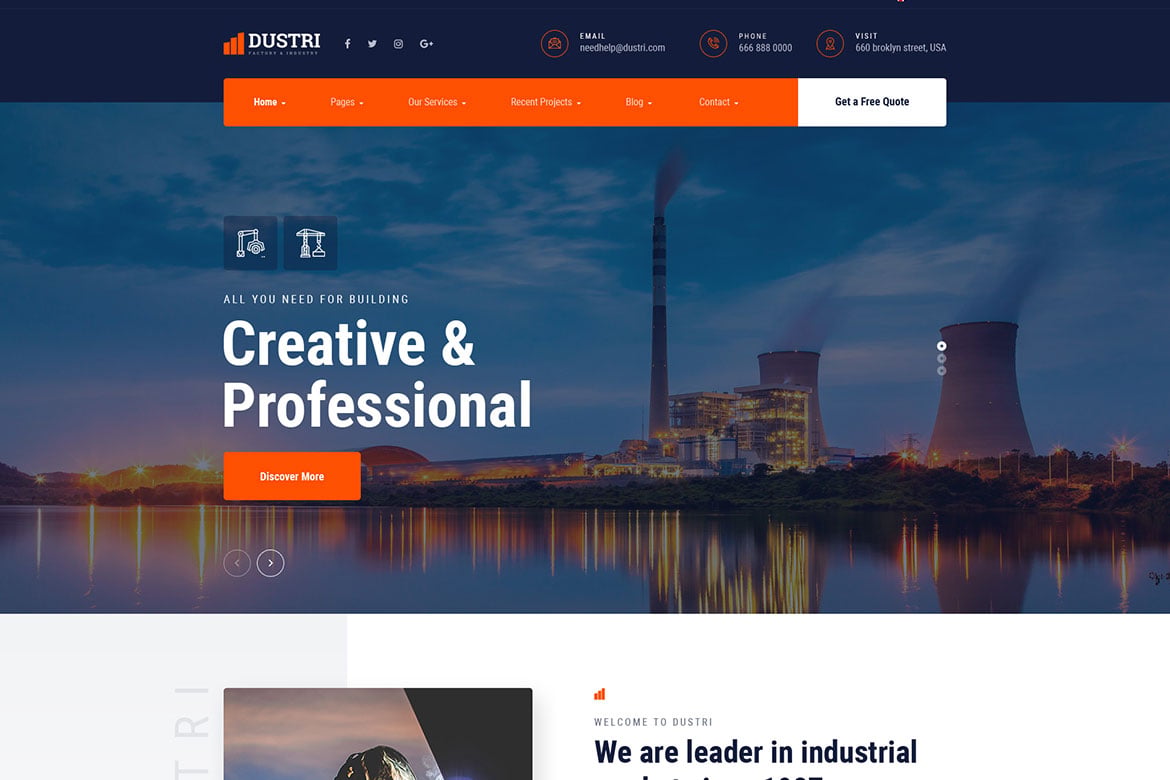 Dustri - Template Website HTML untuk Pabrik & Industri yang Modern