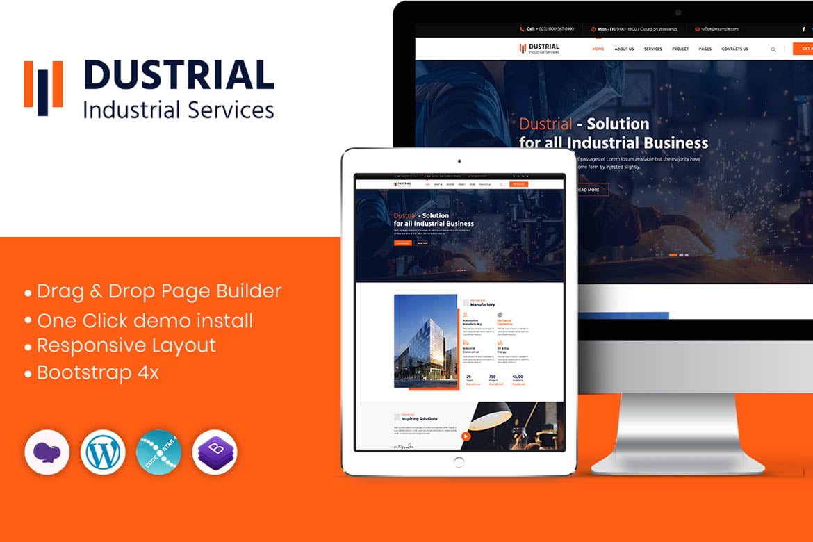 Dustrial - Tema WordPress Profesional untuk Industri dan Pabrik