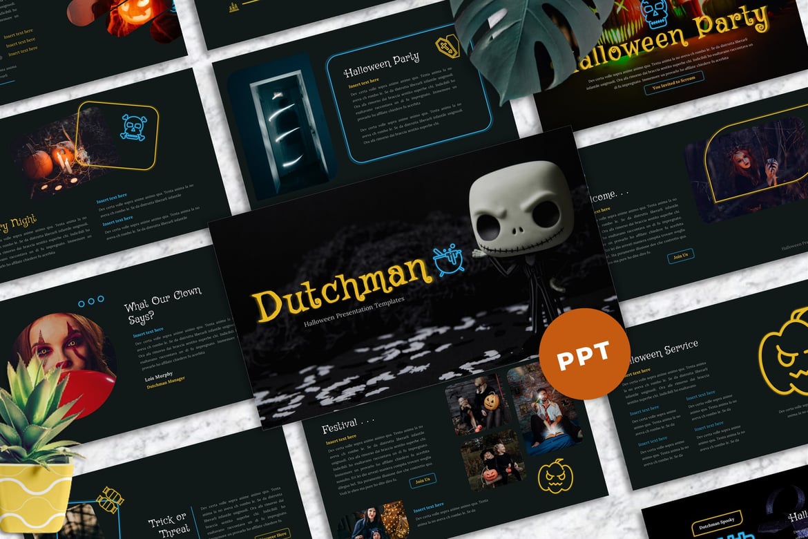 Template Powerpoint Halloween Dutchman - Kreatif dan Menarik