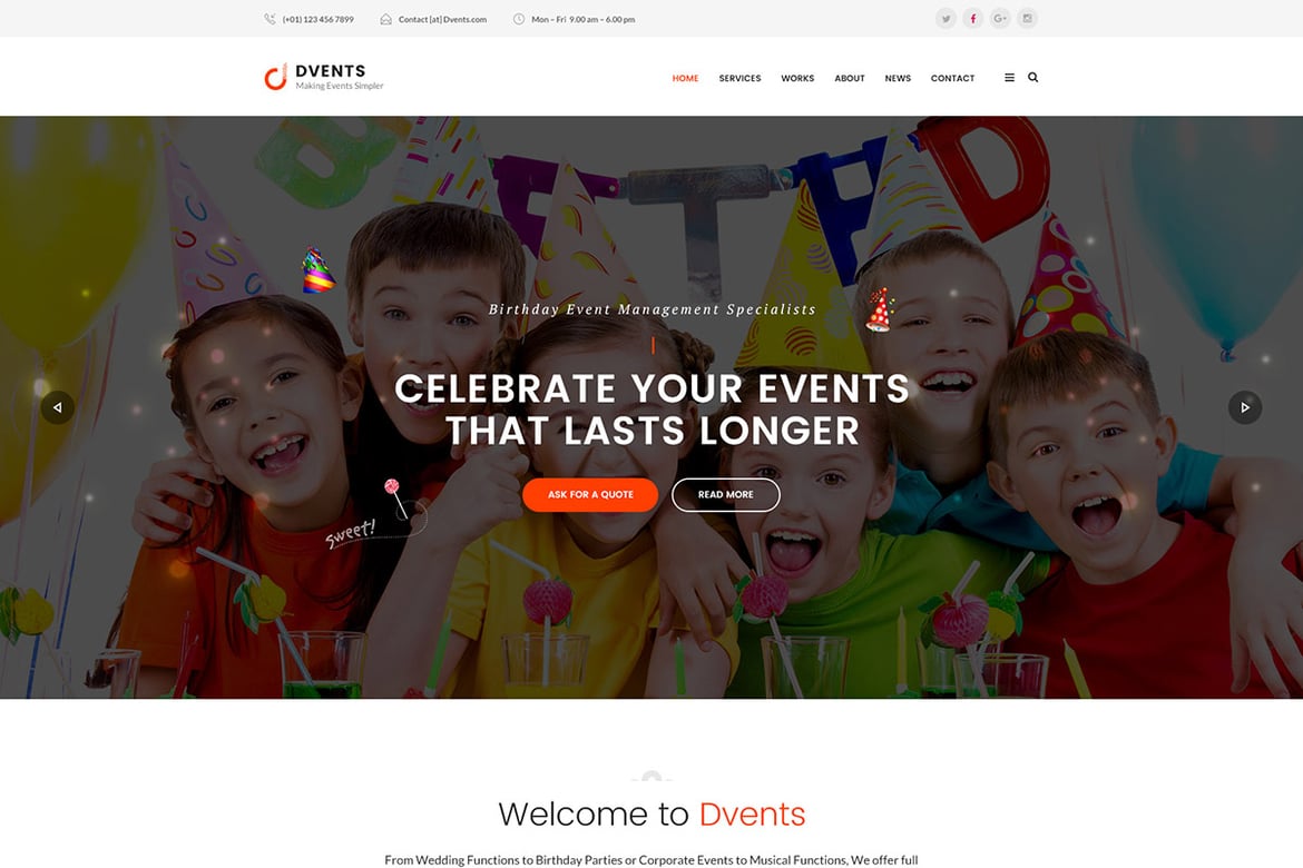 DVENTS - Template Website HTML untuk Manajemen Acara