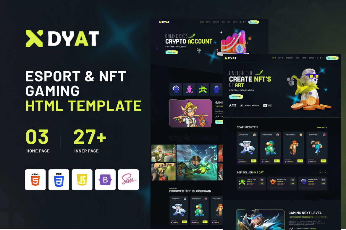 DYAT - Template Website HTML untuk eSports dan Gaming NFT