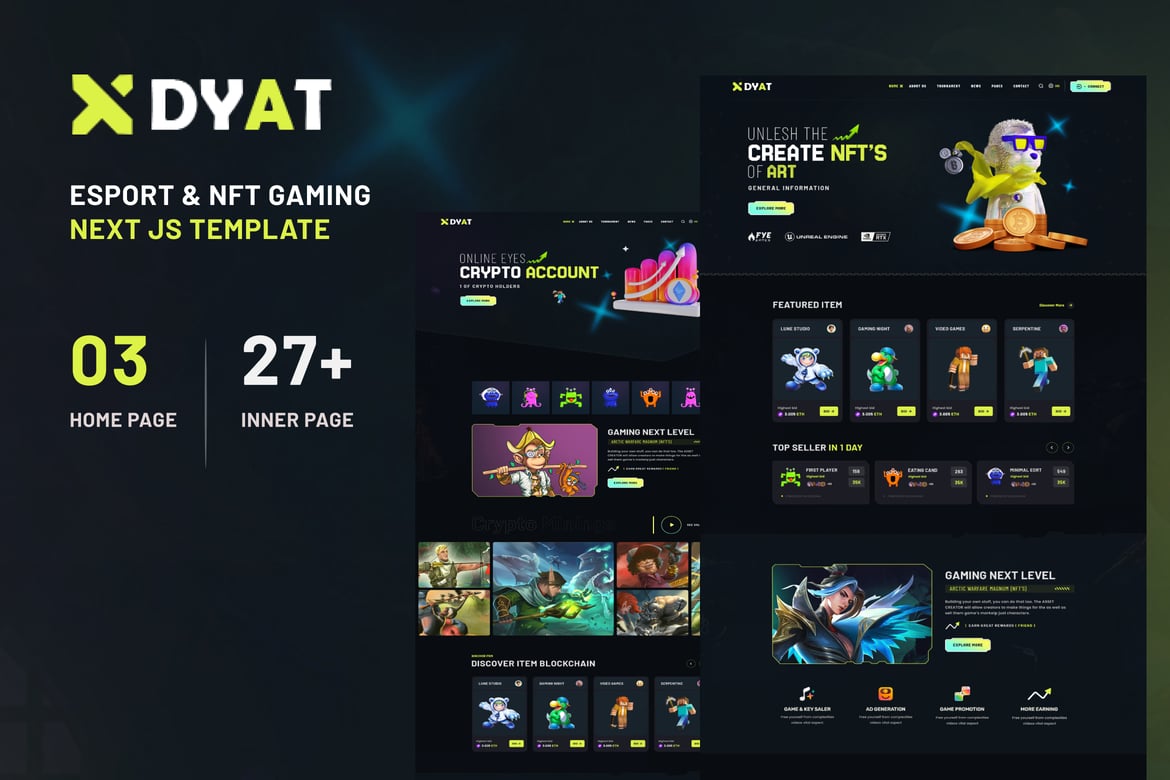 Template Website DYAT - Solusi Modern untuk Tim eSports dan NFT