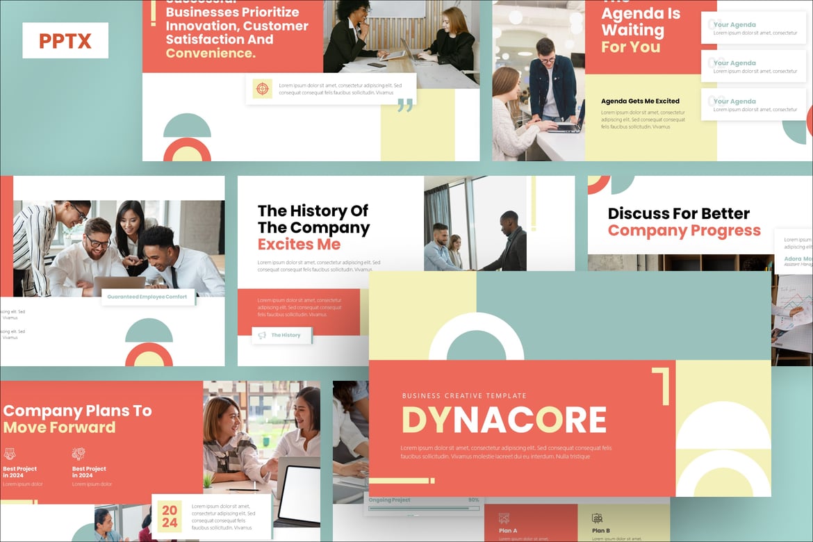 Template PowerPoint Presentasi Bisnis Dynacore yang Menarik