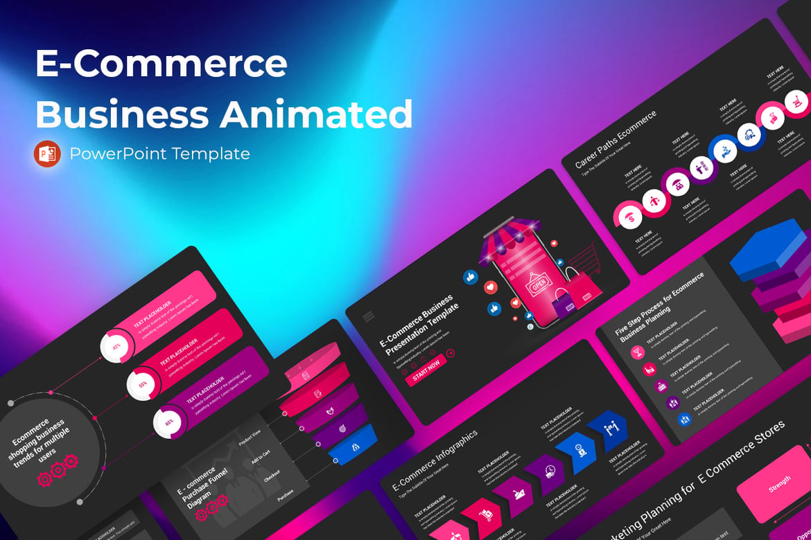 Template PowerPoint Animasi untuk Bisnis E-Commerce yang Menarik