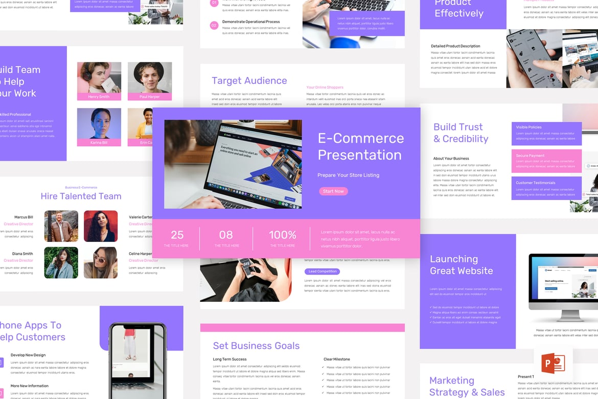 Template Presentasi PowerPoint untuk Bisnis E-Commerce yang Menarik