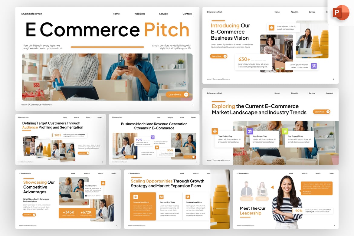 Template PowerPoint Pitch E-Commerce Modern dan Menarik