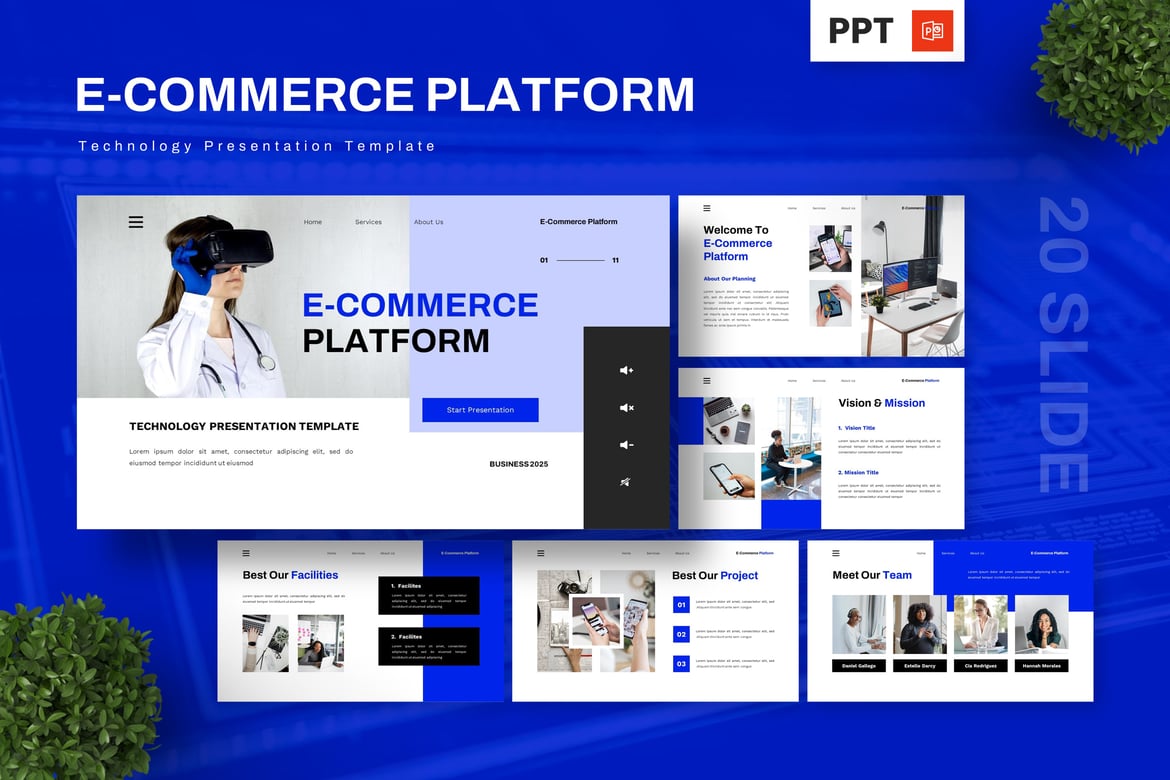 Template Powerpoint E-Commerce Teknologi yang Modern dan Menarik