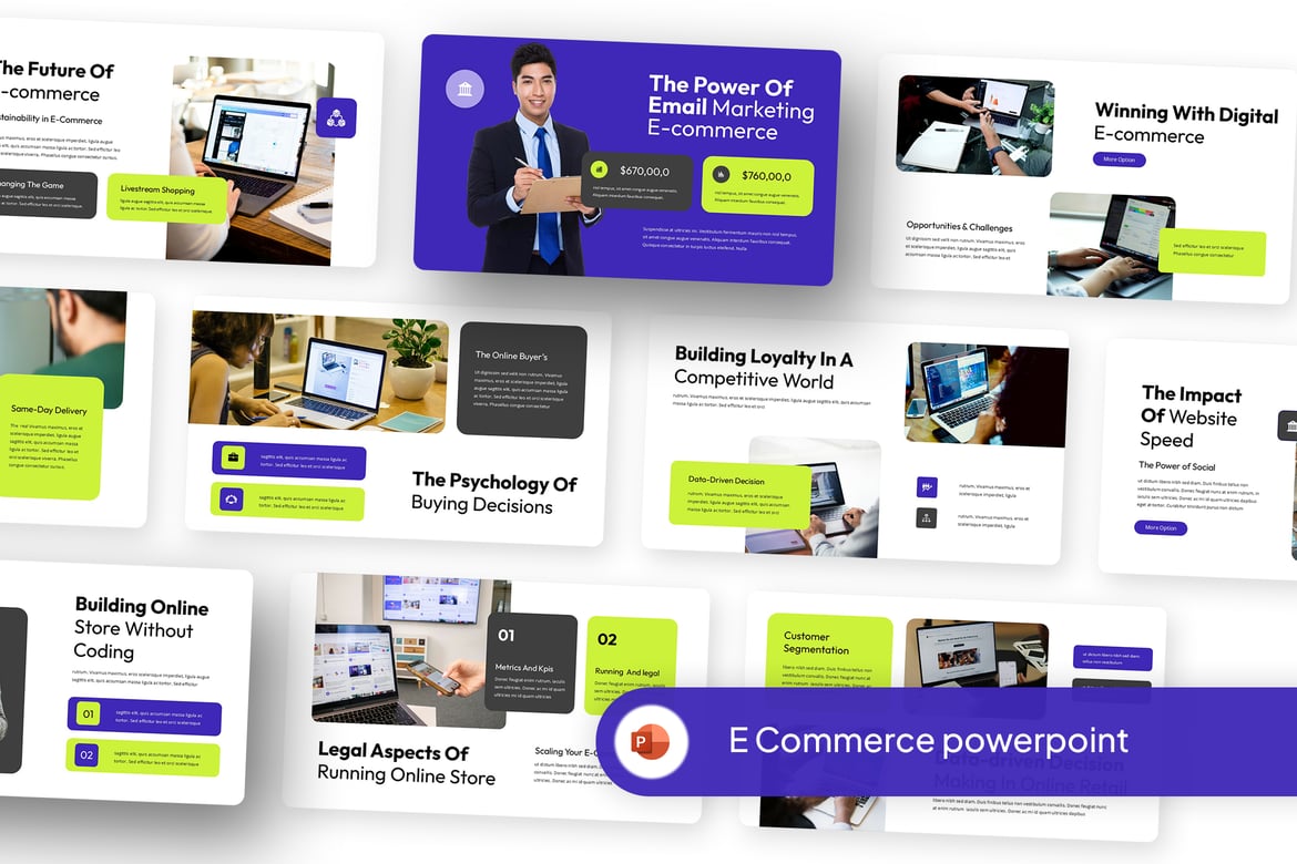 Template PowerPoint E-Commerce Modern dan Kreatif