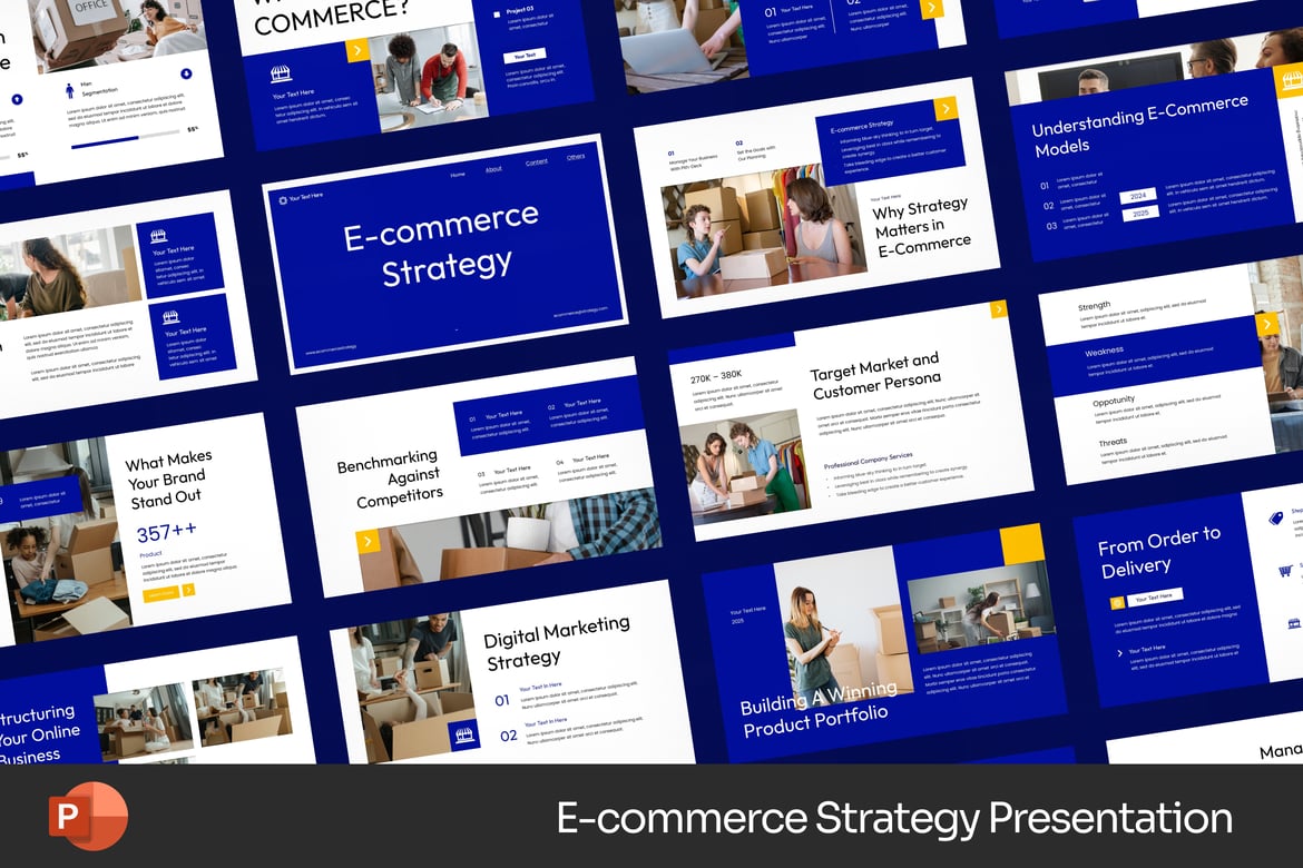 Template PowerPoint Strategi E-commerce yang Menarik