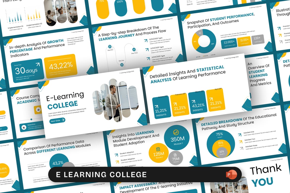 Template Presentasi PowerPoint E-Learning untuk Pendidikan Modern