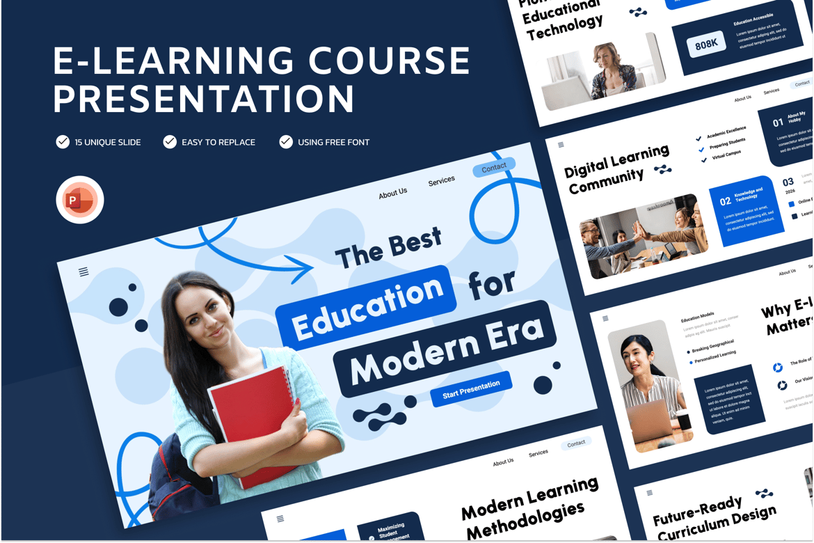 Template Presentasi Powerpoint untuk E-Learning yang Menarik