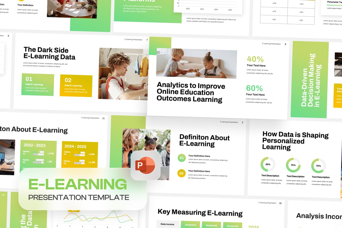 Template Presentasi E-Learning yang Stylish dan Fungsional