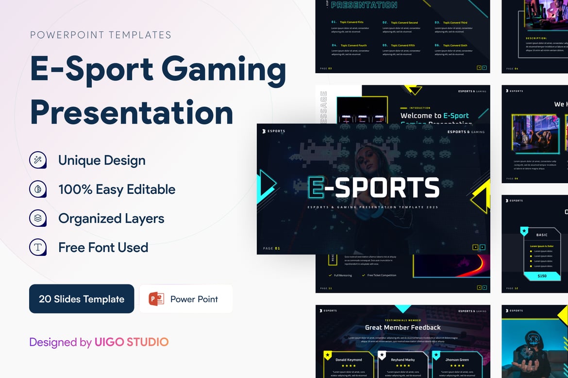 Template Presentasi Powerpoint untuk E-Sport yang Modern dan Profesional